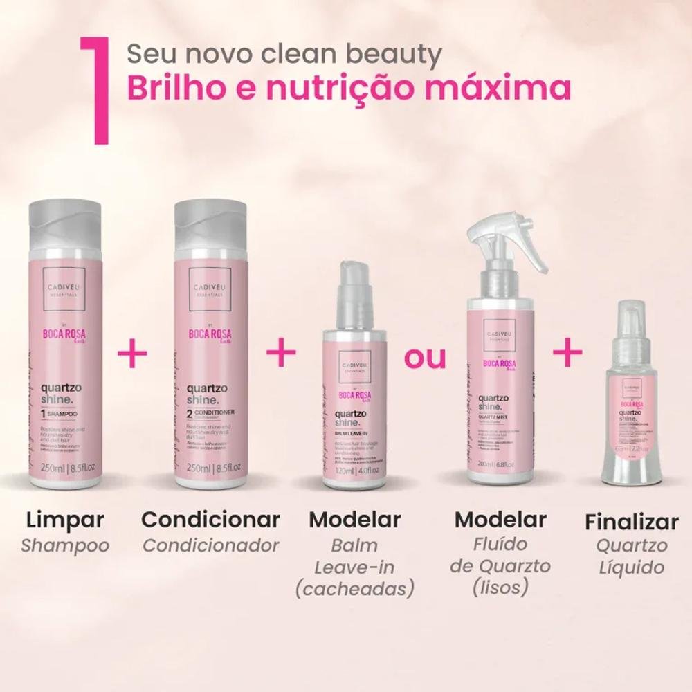 Kit Cadiveu Essentials Quartzo Shine by Boca Rosa - Shampoo e Condicionador Único 6