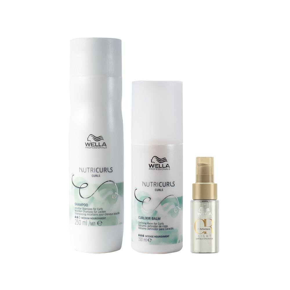 Kit Wella Professionals Nutricurls - Shampoo e Leave-in e Óleo Light ÚNICO 1