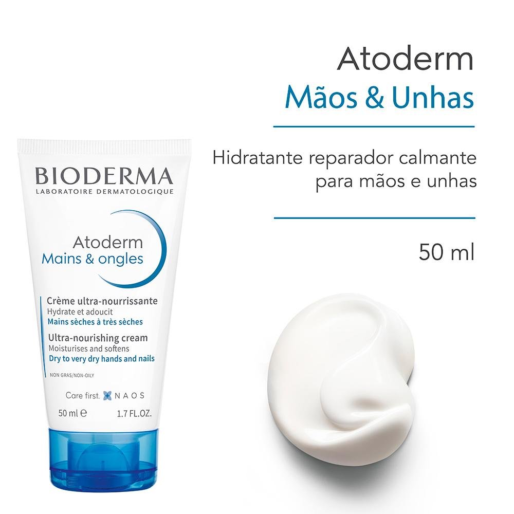 Bioderma Atoderm Creme Hidratante para Mãos e Unhas 50ml 200ml 3