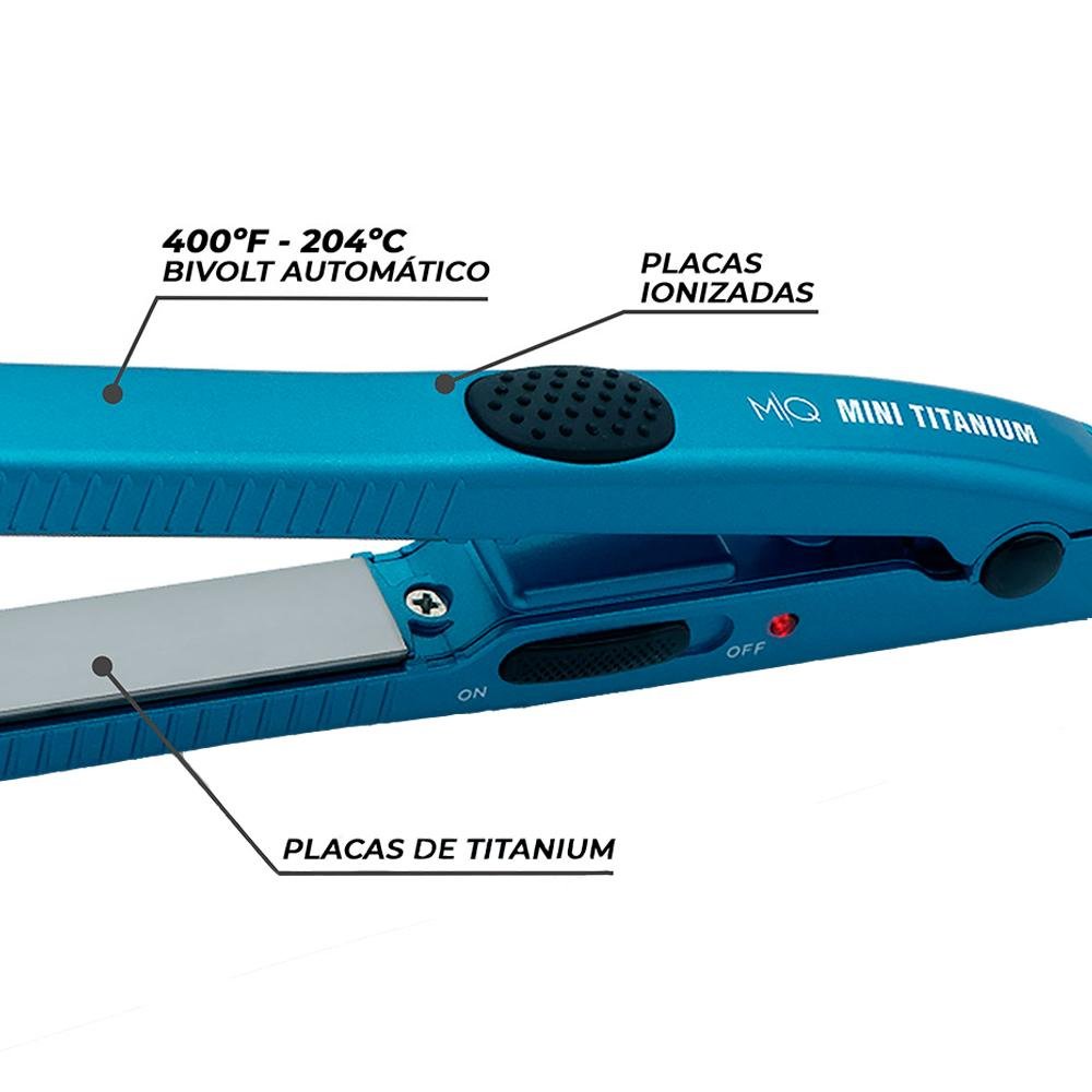 Mq Professional Titanium Mini Prancha De Cabelo Azul Bivolt Bivolt 5
