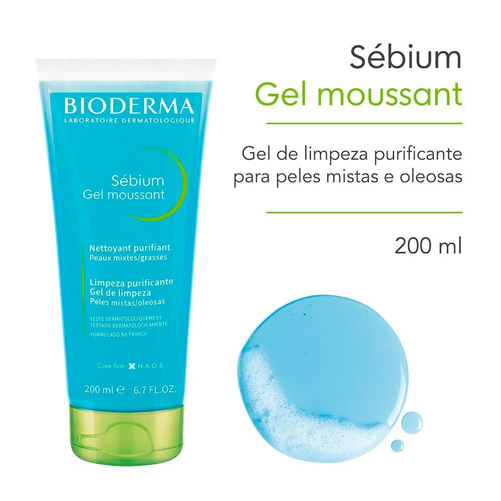 Bioderma Sébium Moussant Gel de Limpeza Facial 204g 200ml 2