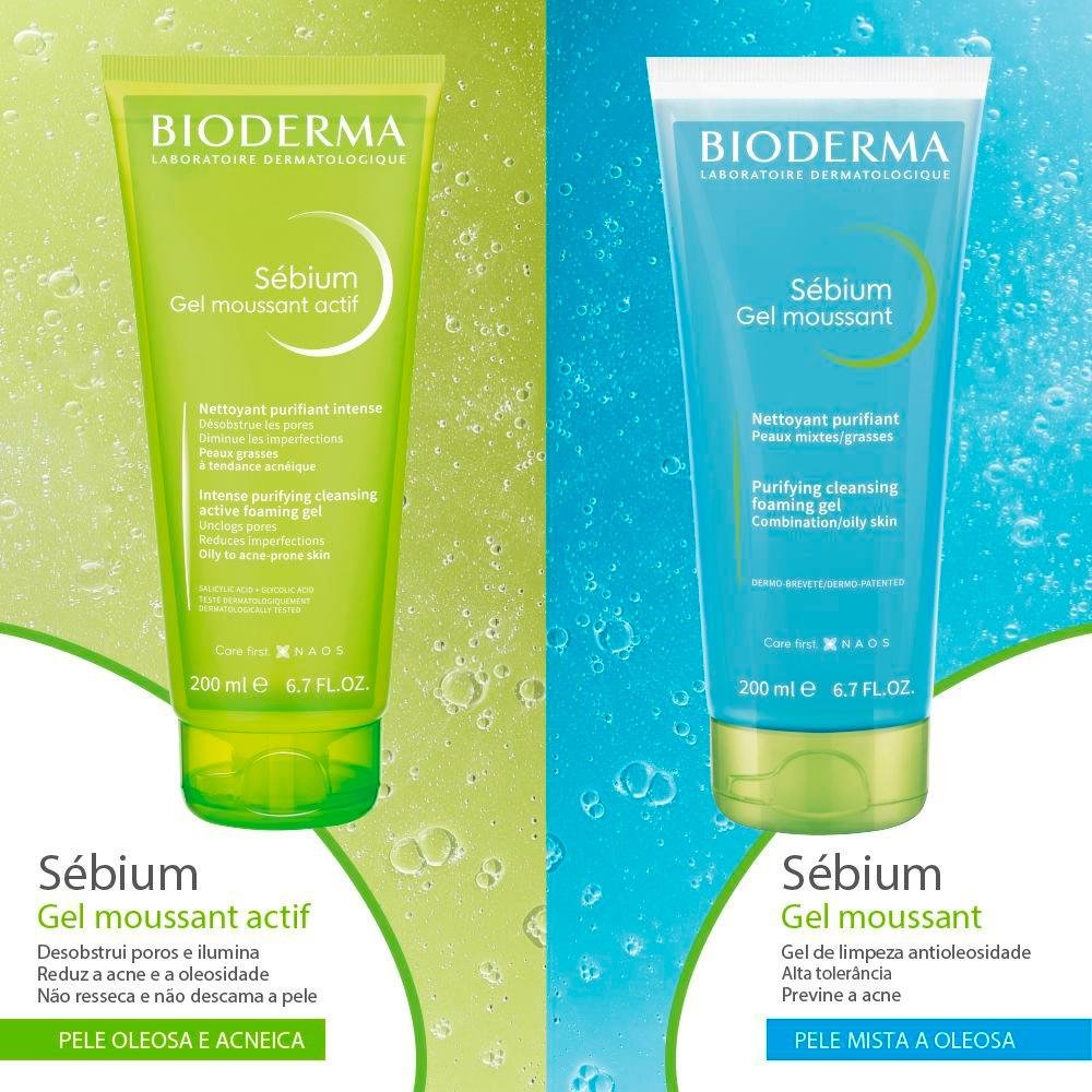 Bioderma Sébium Moussant Gel de Limpeza Facial 204g 200ml 3