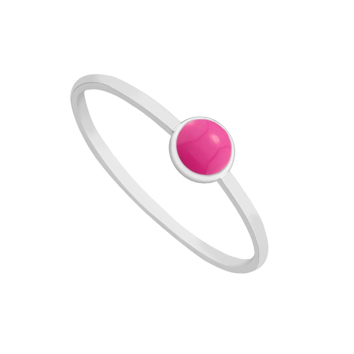 Anel Prata 925 Solitário Resina Rosa