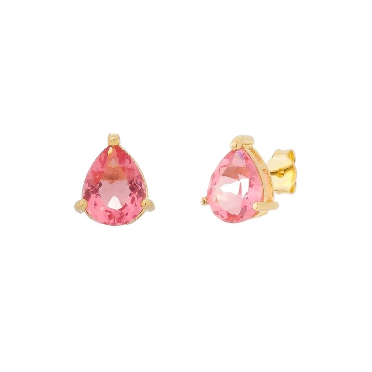 Brinco Folheado a Ouro 18k Gota Zircônia Rosa Claro Dourado 1