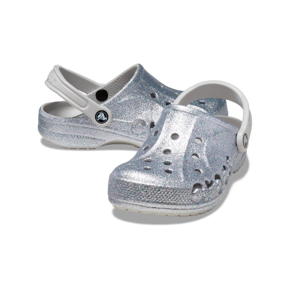 Sandália baya glitter clog silver glitter Prata 3