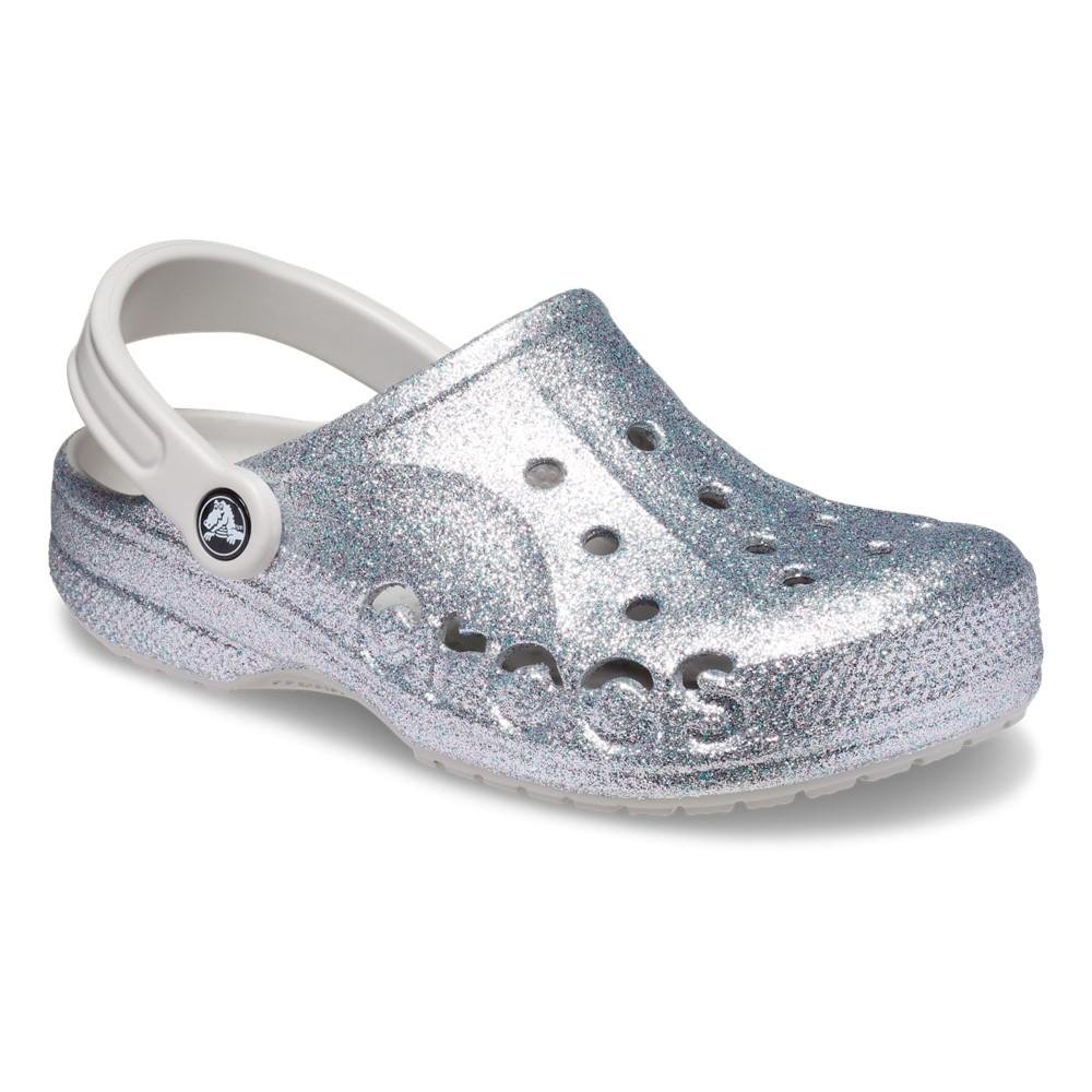 Sandália baya glitter clog silver glitter Prata 4