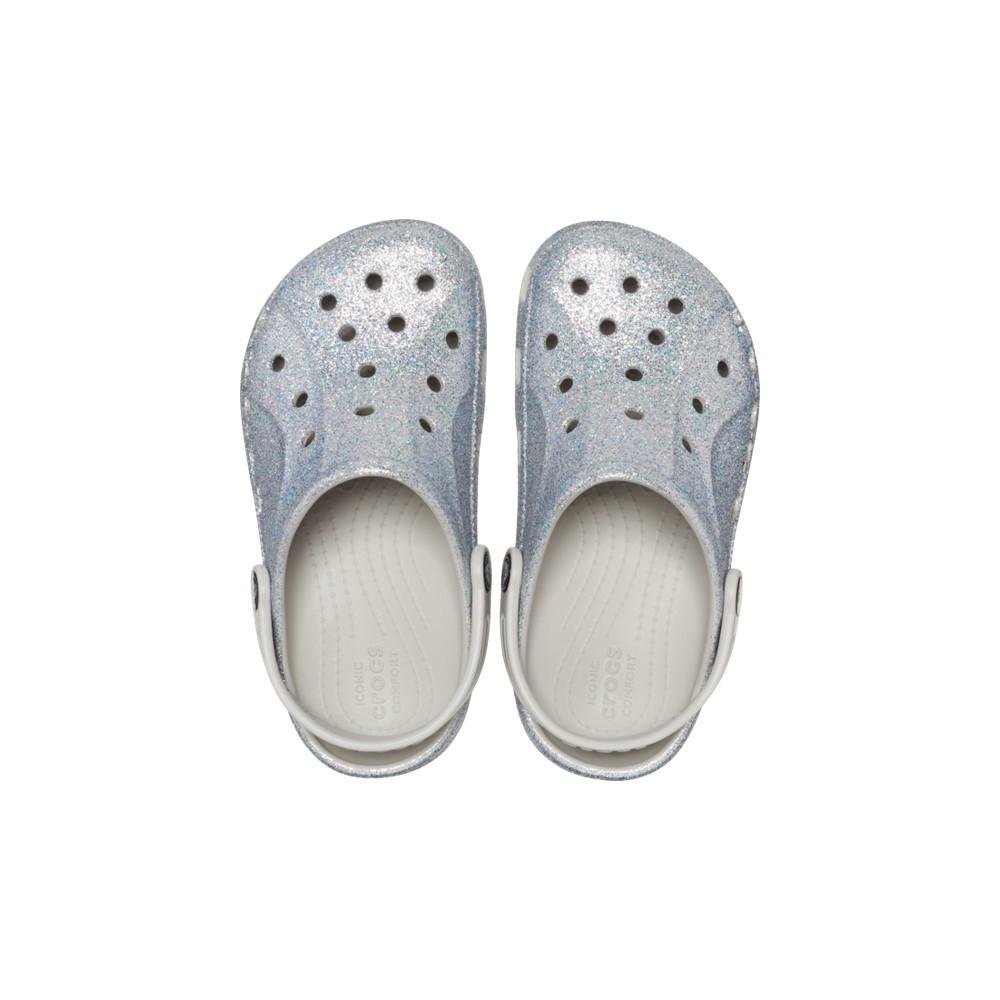 Sandália crocs baya glitter clog  silver Prata 5