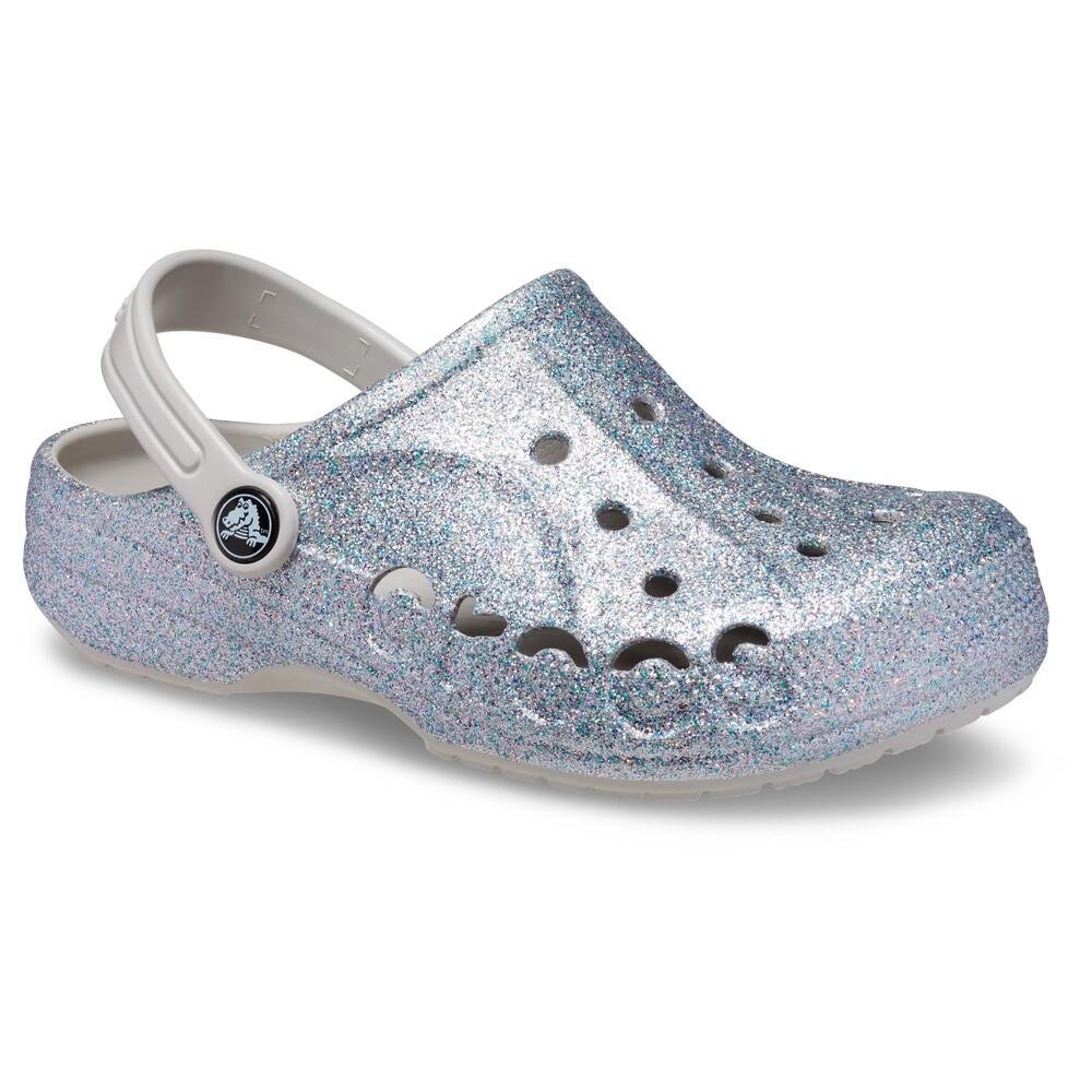 Sandália crocs baya glitter clog k silver 2