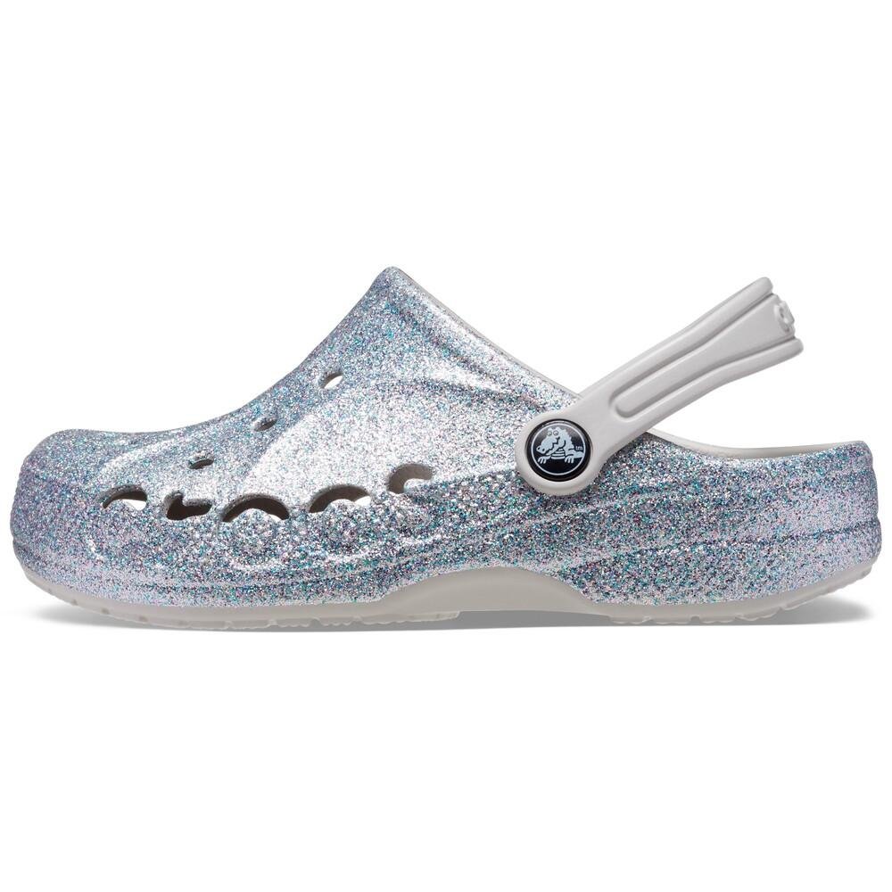 Sandália crocs baya glitter clog k silver 3