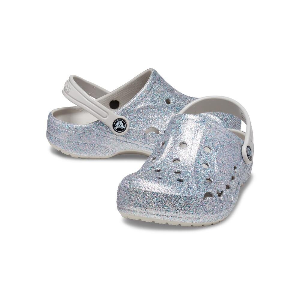 Sandália crocs baya glitter clog k silver 4