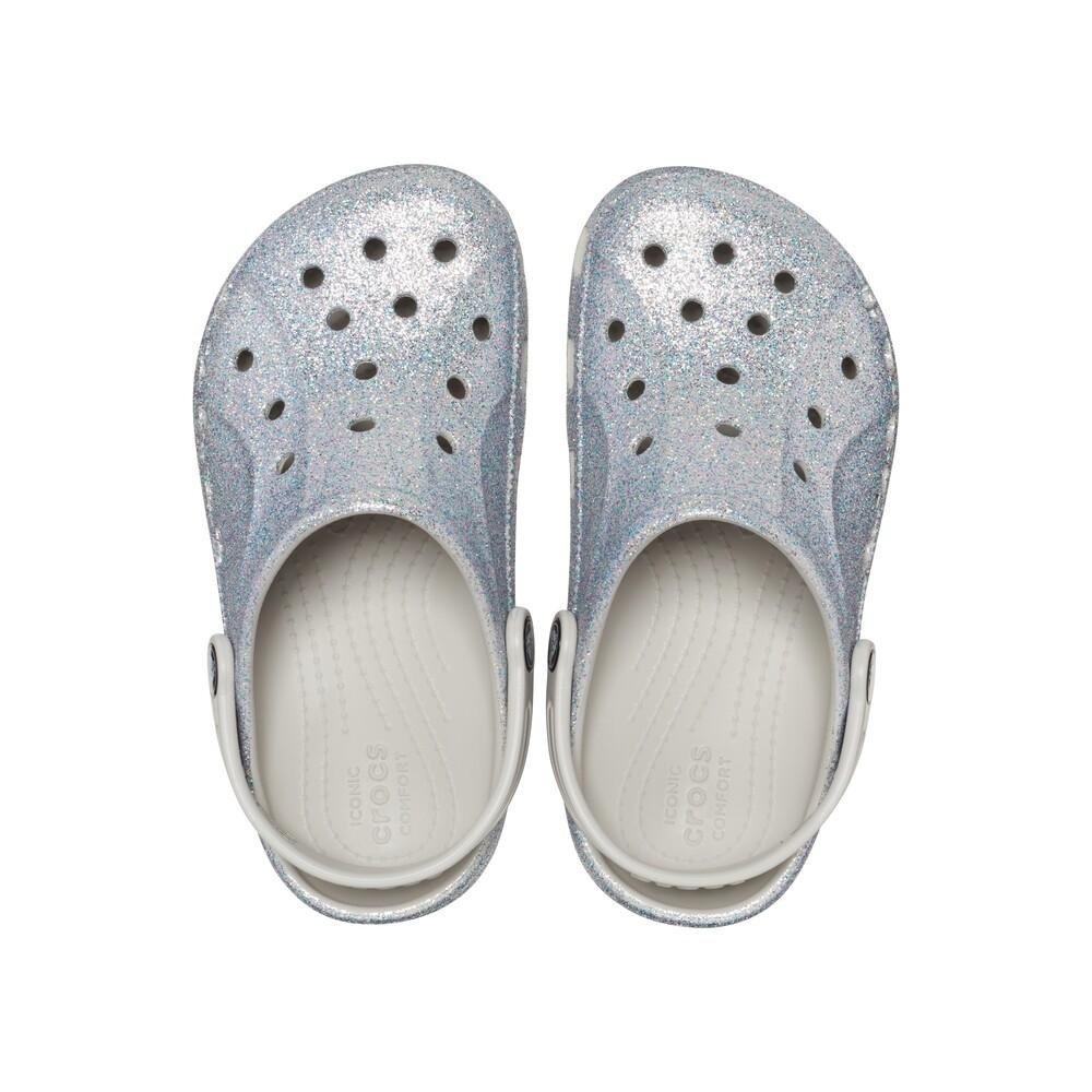 Sandália crocs baya glitter clog k silver 5