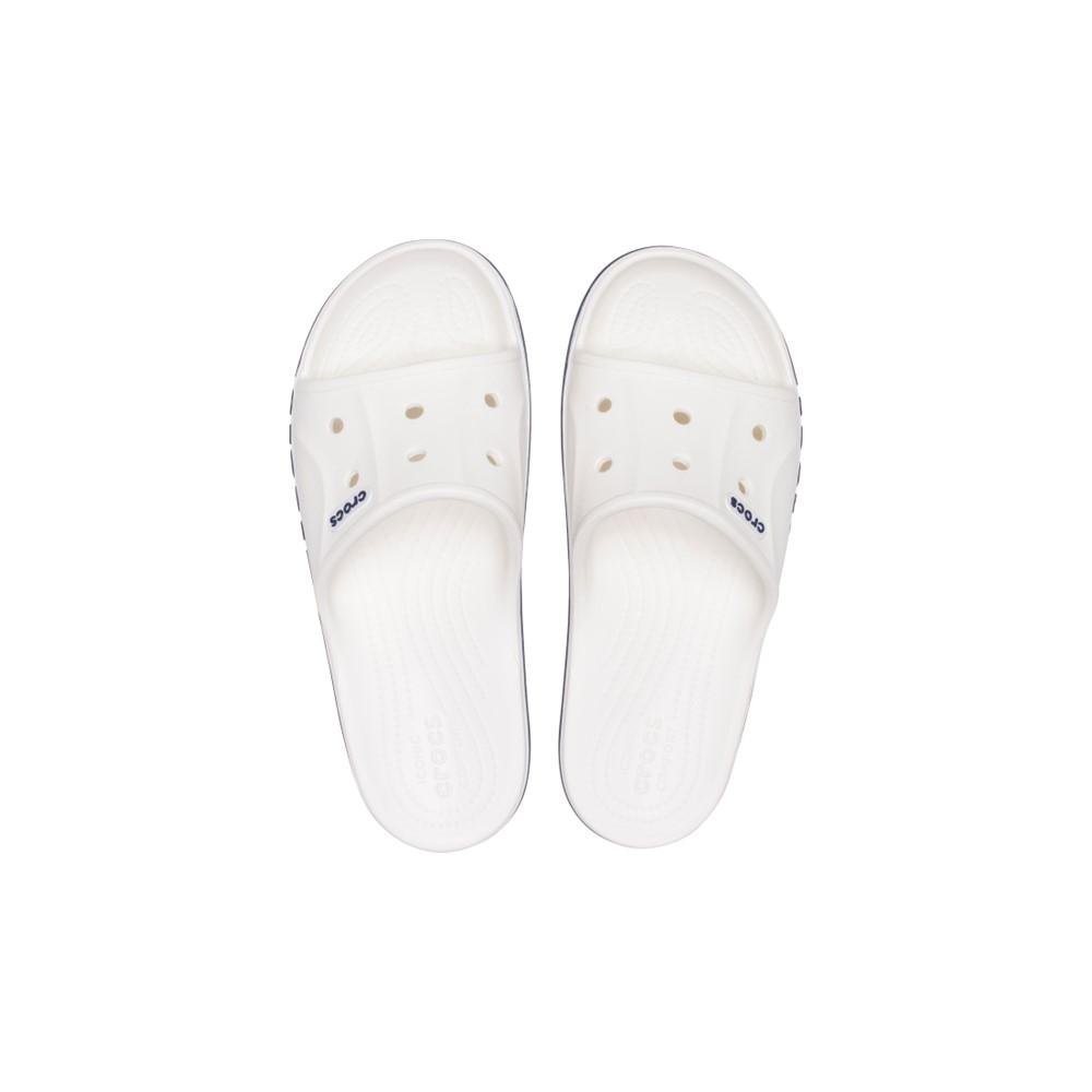 Chinelo Crocs Bayaband Slide WHITE/NAVY Branco 6