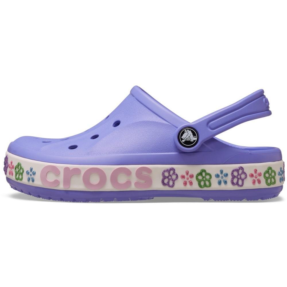 Sandália Crocs Bayaband Flower Band Clog T Digital Violet Azul 4
