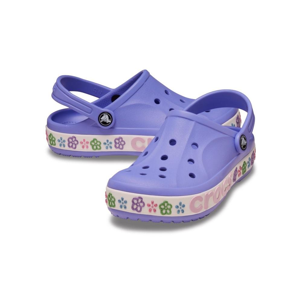 Sandália Crocs Bayaband Flower Band Clog T Digital Violet Azul 2