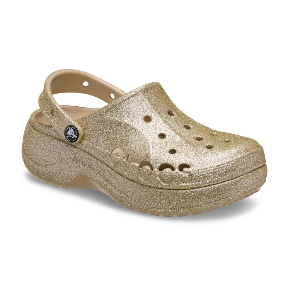 Sandália Crocs Baya Platform Glitter Clog CHAI Dourado 2