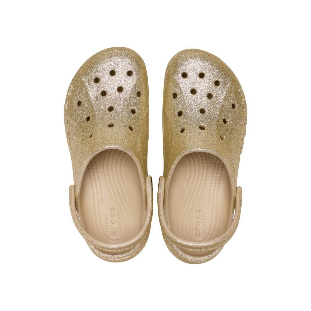 Sandália Crocs Baya Platform Glitter Clog CHAI Dourado 5