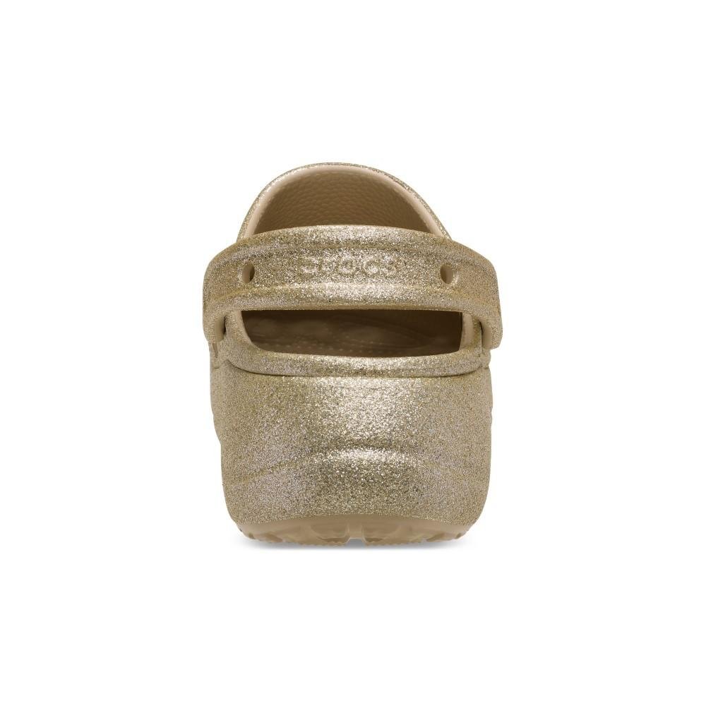 Sandália Crocs Baya Platform Glitter Clog CHAI Dourado 7
