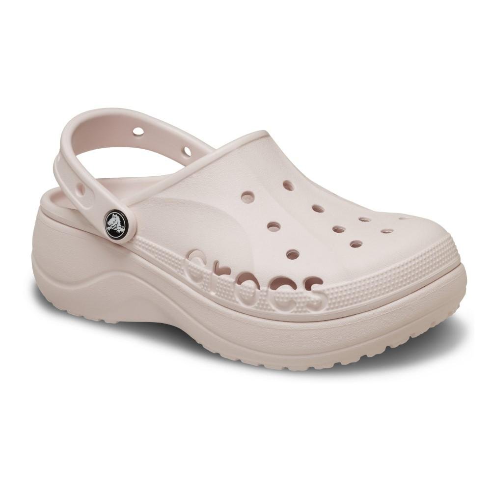 Sandália crocs baya plataform clog barely pink Bege 2