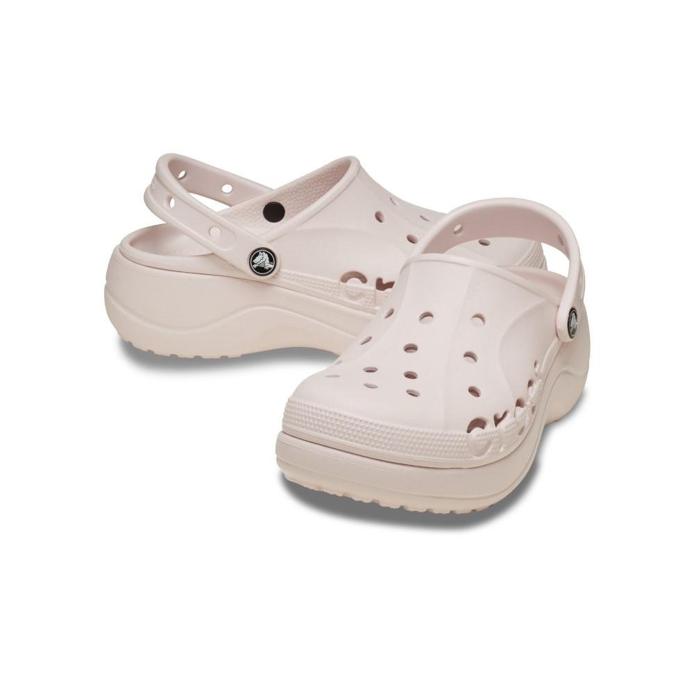 Sandália crocs baya plataform clog barely pink Bege 4