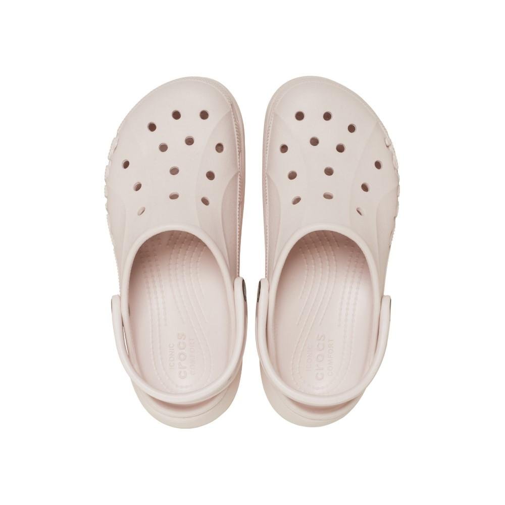 Sandália crocs baya plataform clog barely pink Bege 5