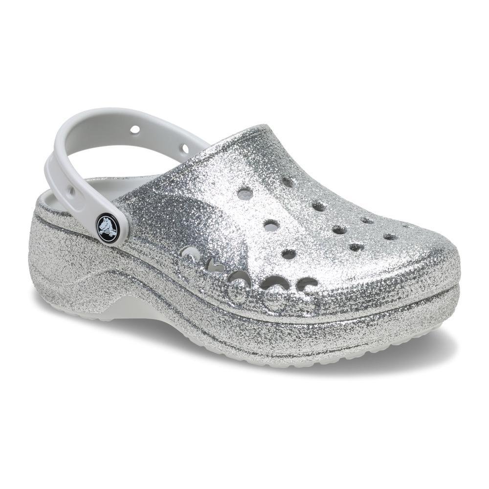 Sandália Crocs Baya Platform Glitter Clog Silver Silver 2