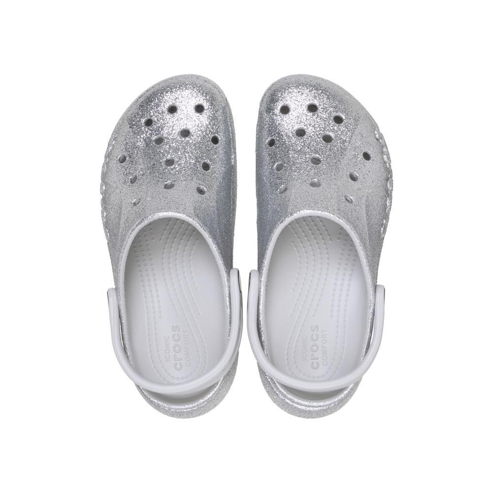 Sandália Crocs Baya Platform Glitter Clog Silver Silver 5