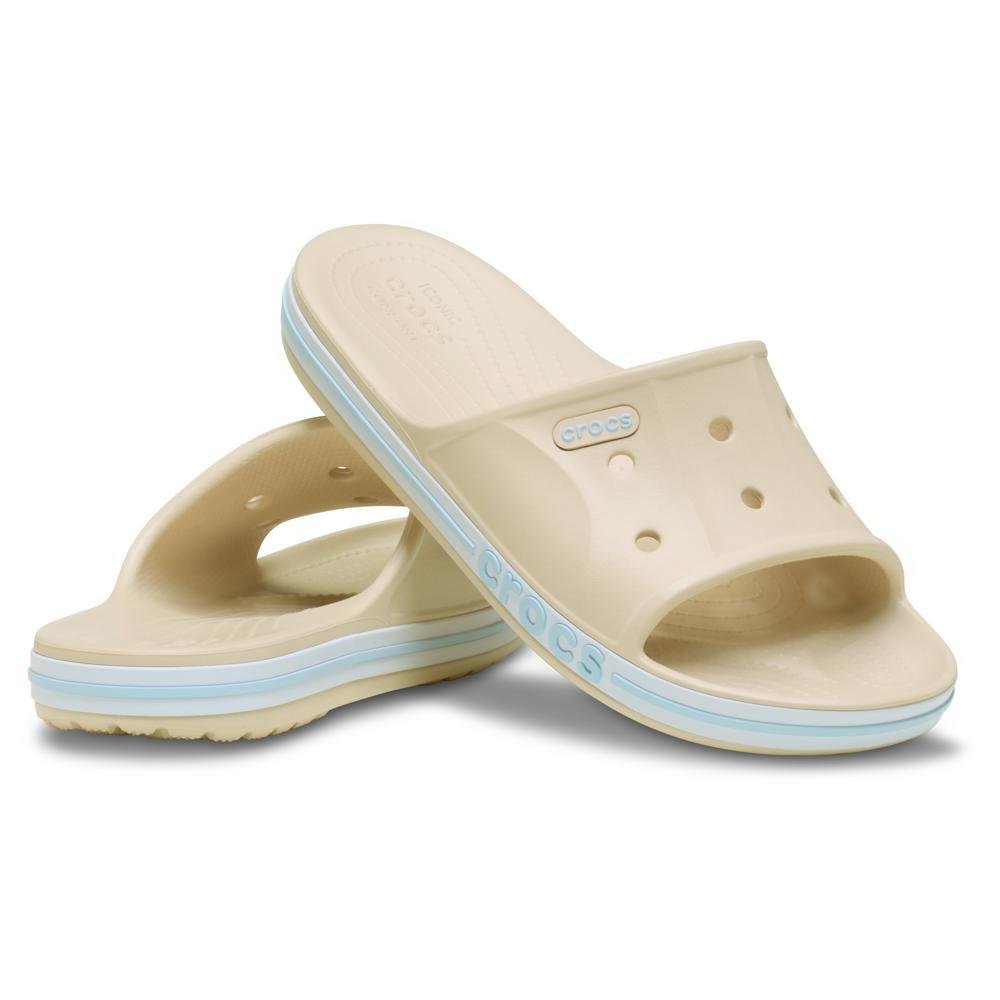 Chinelo Crocs Bayaband Slide Winter White/Multi Bege 3