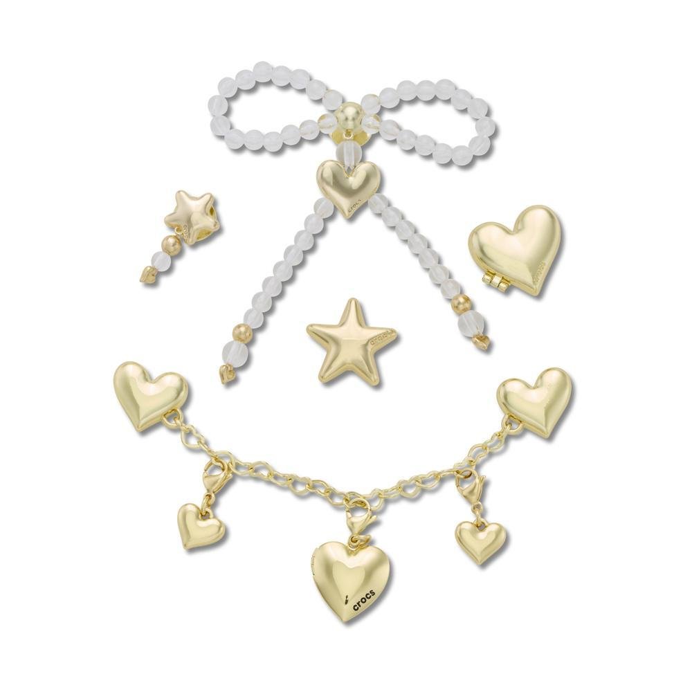 Jibbitz™ Corações e Estrelas Douradas Pack Com 5 Peças Único