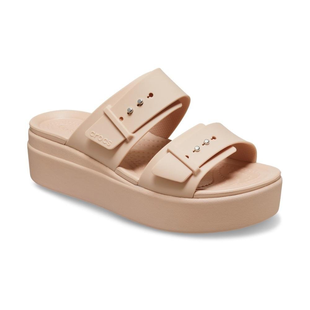 Sandália Crocs Brooklyn Low Wedge W Sandal PINK CARAMEL Bege 2