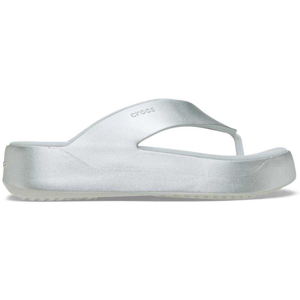 Sandália Crocs Getaway Metallic Platform Flip  SILVER