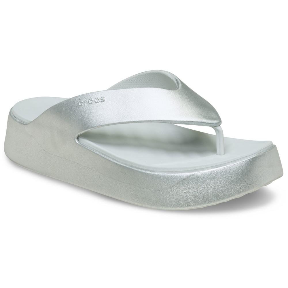 Sandália Crocs Getaway Metallic Platform Flip  SILVER Silver 2