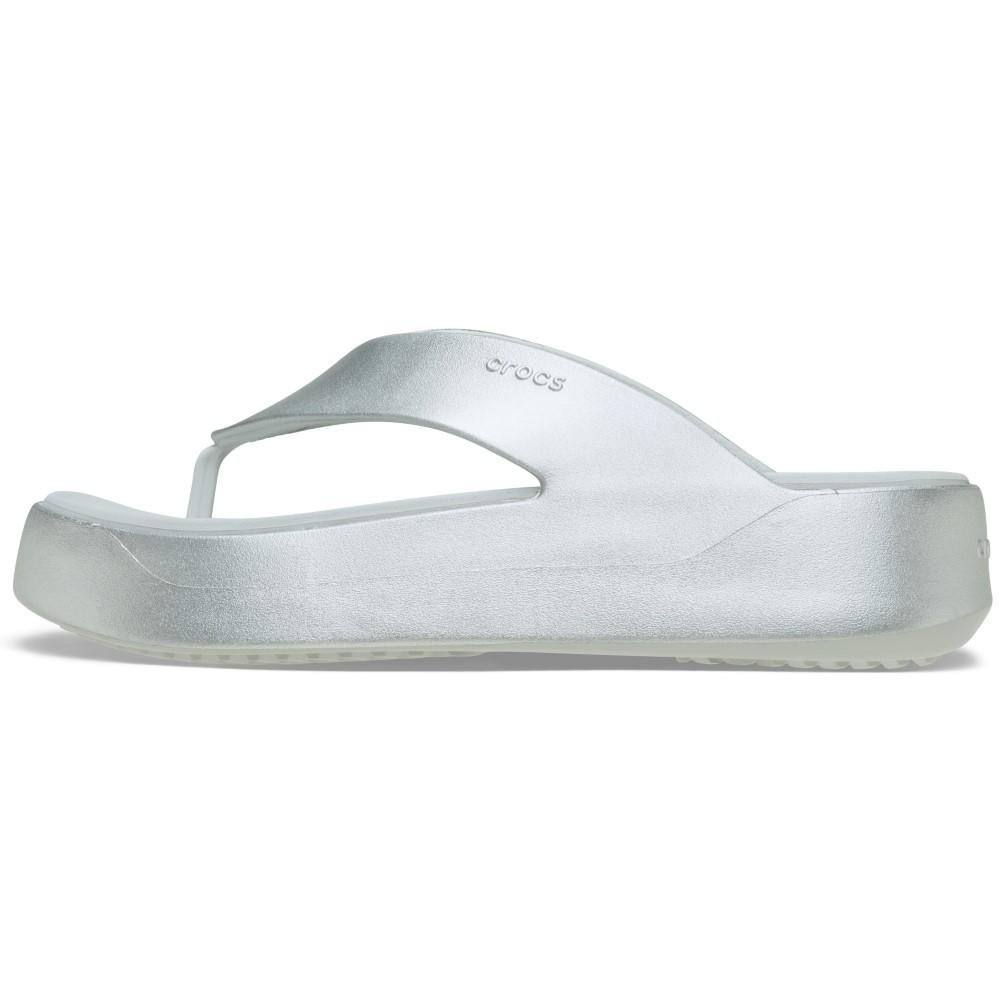 Sandália Crocs Getaway Metallic Platform Flip  SILVER Silver 3