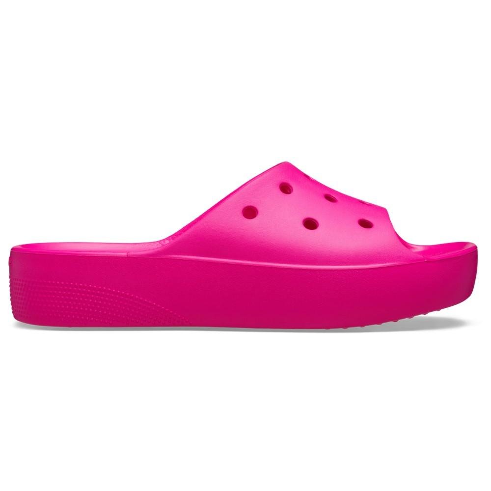 Sandália crocs classic plataform slide pink crush