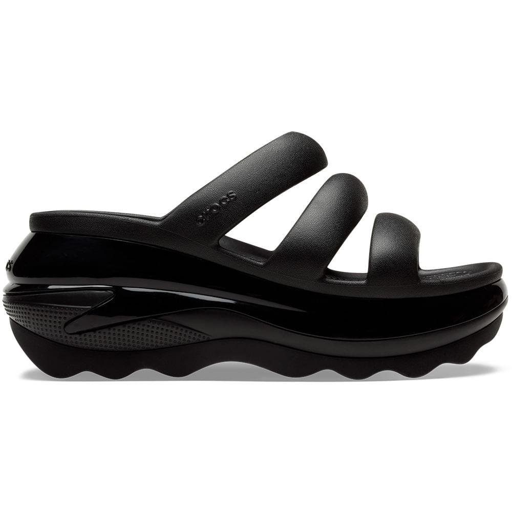 Sandália crocs classic mega crush triple strap black Preto