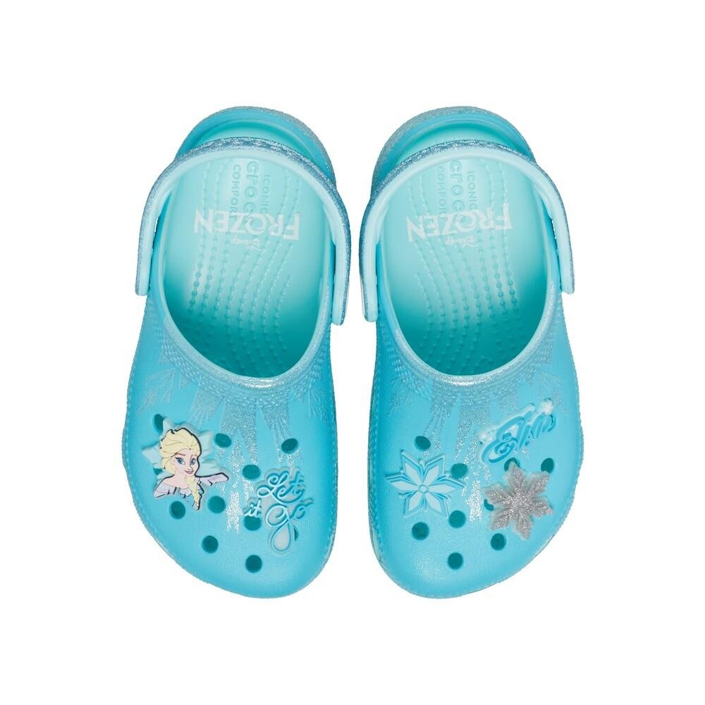 Sandália Crocs Classic Clog Frozen Elsa T Multi Azul 5