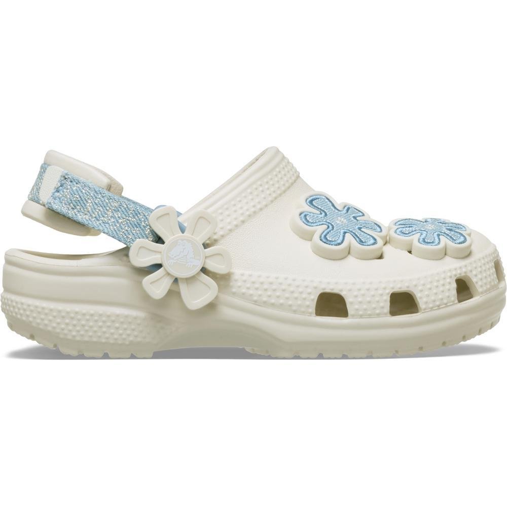 Sandália Crocs Classic Denim Flower Backstrap T White
