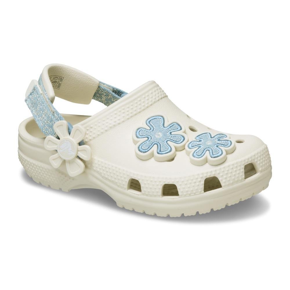 Sandália Crocs Classic Denim Flower Backstrap T White Summit white 2