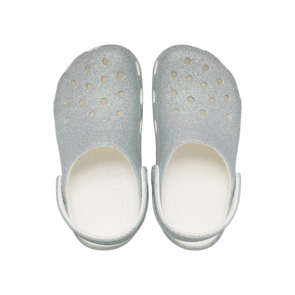 Sandália crocs classic iridescent glitter clog k white White 5