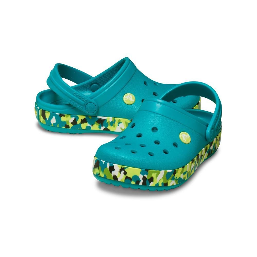 Sandália Crocs Crocband Glow Confetti Band Clog K Turbo Teal/Multi Turbo teal/multi 4
