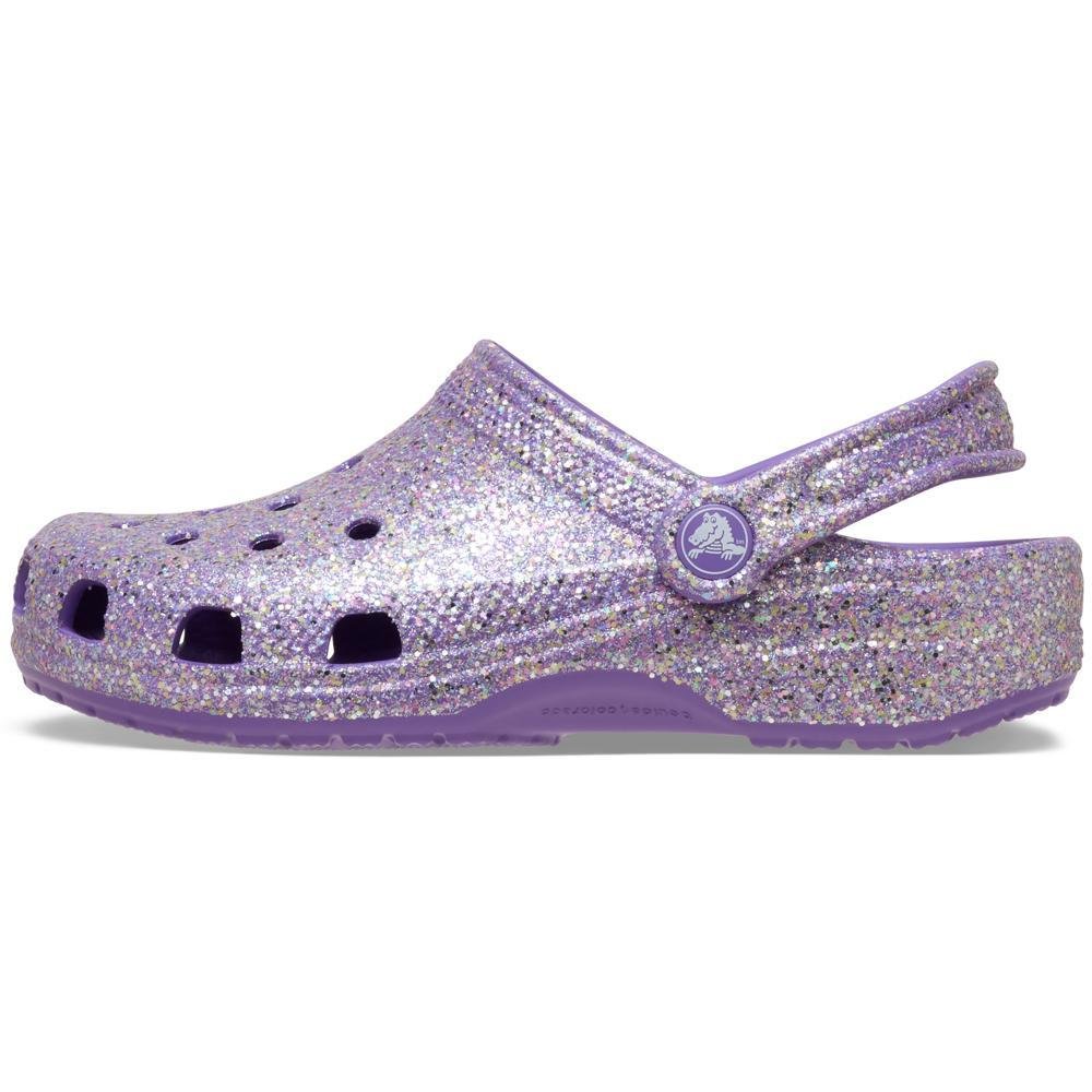Sandália Crocs Classic Fantasy Glitter Clog K Purple Purple 3