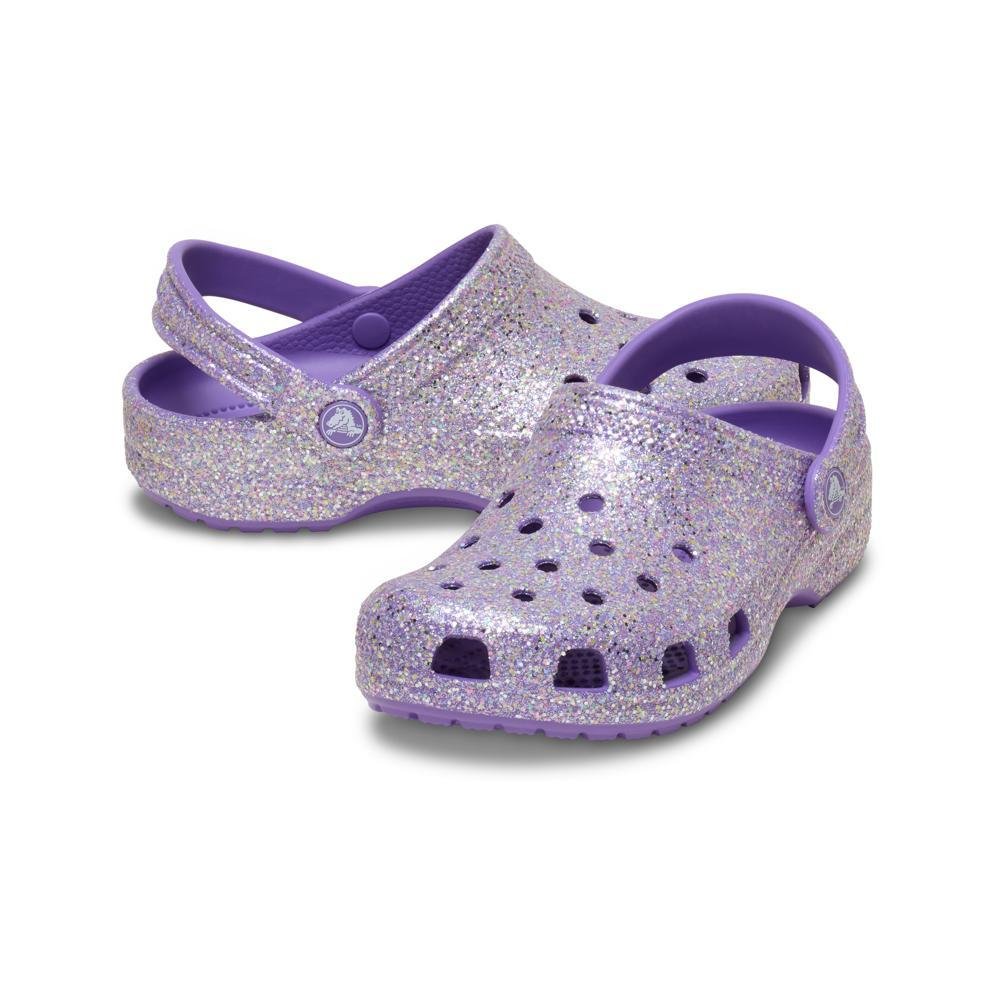 Sandália Crocs Classic Fantasy Glitter Clog K Purple Purple 4