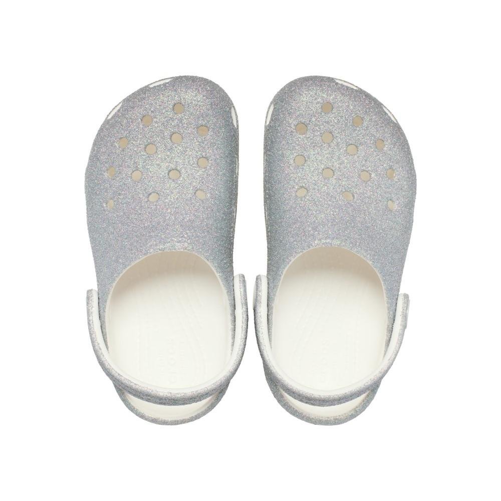 Sandália Crocs Classic Iridescent Glitter Clog T WHITE White 5