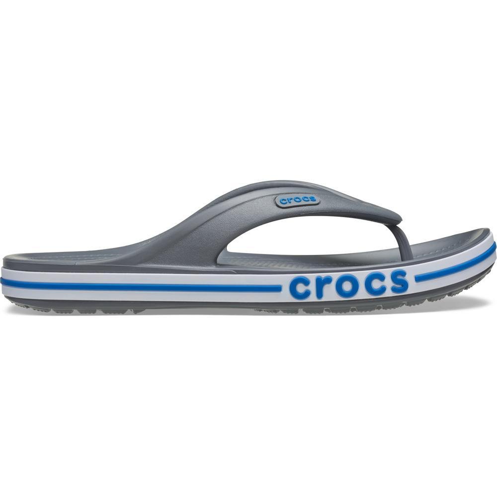 Chinelo Crocs Bayaband Flip Charcoal/Bright Cobalt