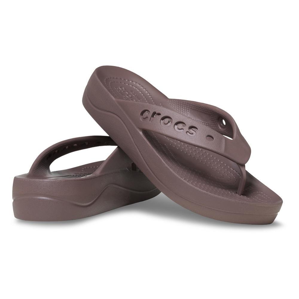 Chinelo Crocs Baya Platform Flip Truffle Truffle 3