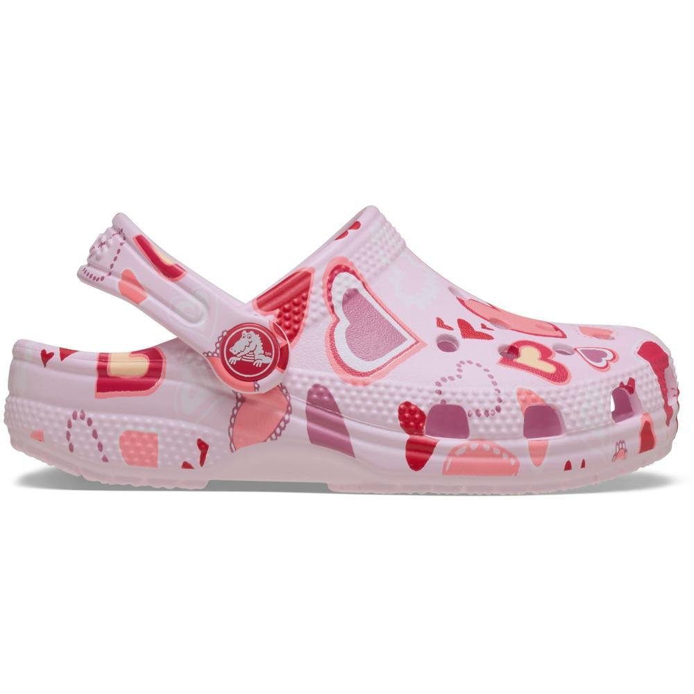 Sandália Crocs Classic Valentines Day Clog T Pink Milk/Hearts