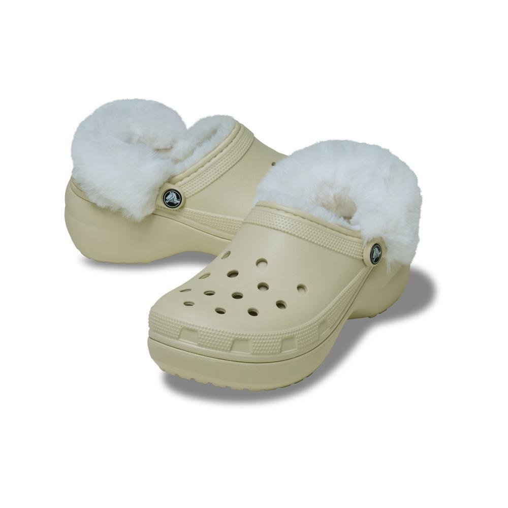 Sandália Crocs Classic Platform Fuzz Lined Clog BONE Bone 4