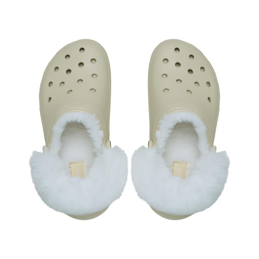 Sandália Crocs Classic Platform Fuzz Lined Clog BONE Bone 5