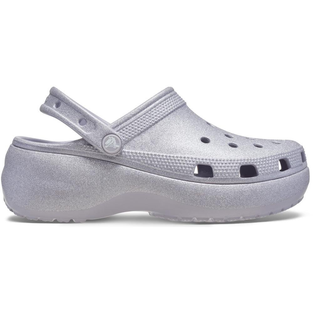Sandália Crocs Classic Platform Glitter Clog Mauve Mist