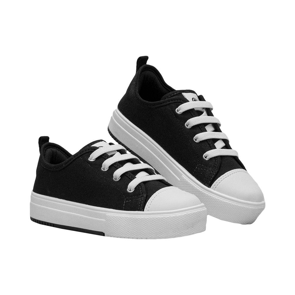 Tênis Preto e Branco Kids Fechamento Cadarço Flatform | Ortopé Preto 4
