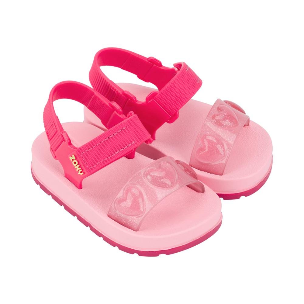 Sandália Zaxynina Kids Love Glitter Menina Infantil Rosa 3